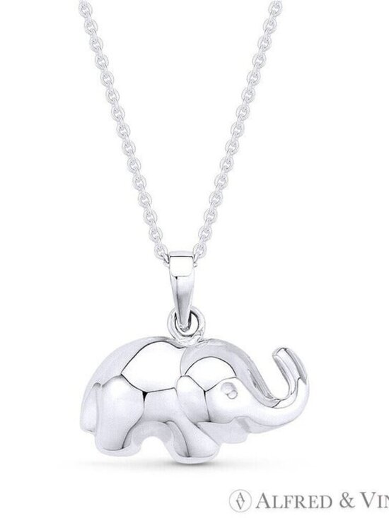 3D Baby Elephant Animal Charm Pendant in .925 Sterling Silver - Picture 1 of 1